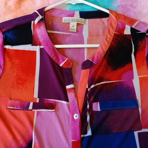 5/$10 Size Medium Dana Buchman Brand Colorful Blouse - Picture 2 of 5